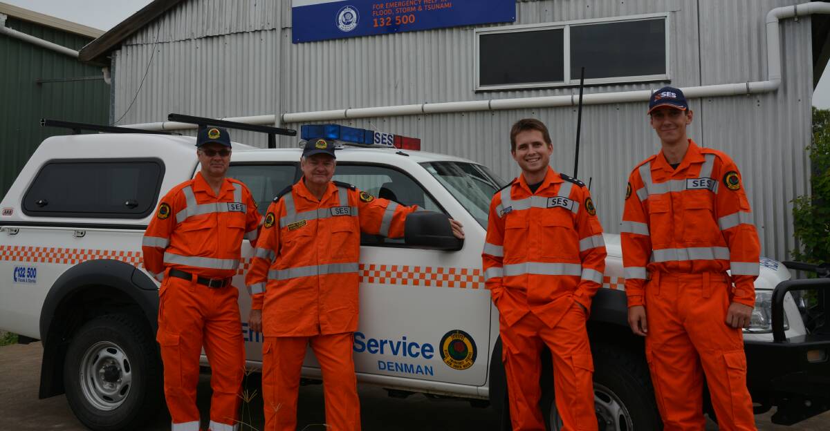 BE CAREFUL: Muswellbrook SES local controller Mark Elsley (second from left).