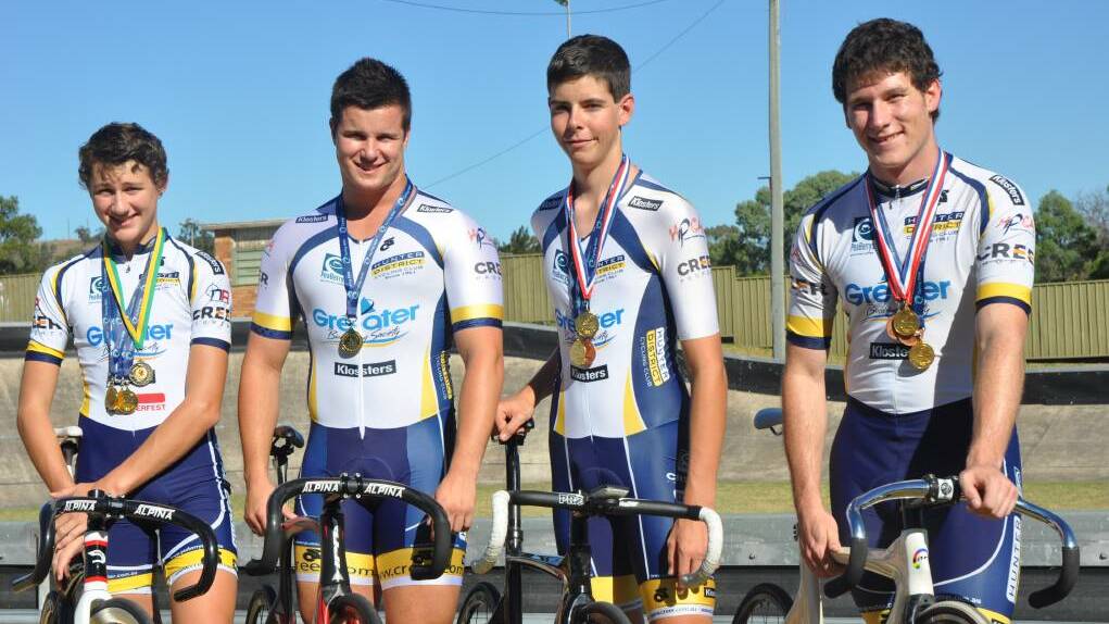 FLASHBACK: Charles Hofman, Ben Young, Chris Greentree and Michael Scott at Muswellbrook’s Ron King Velodrome in 2014.