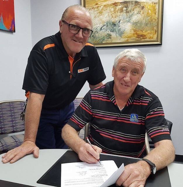 FIRST MAJOR STEP: Muswellbrook RSL Club president Barry Eveleigh and Muswellbrook Golf Club president John Dyson signed the Memorandum of Understanding (MOU) for the proposed amalgamation of the two clubs on Thursday night.