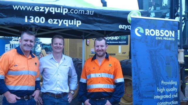 SAFETY MESSAGE: Shane Webcke, Robson Civil Projects managing director Grant Robson and Ezyquip Hire’s Nick Darcy.