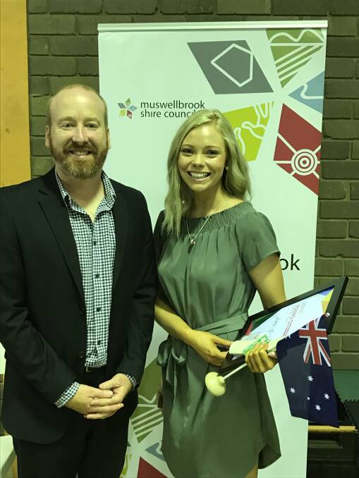 WONDERFUL YEAR: Muswellbrook Shire mayor Martin Rush and 2017 Young Citizen of the Year Amy Foster.