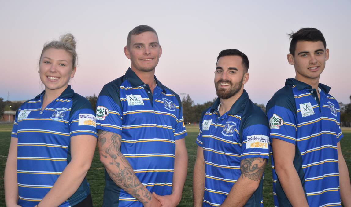SEMI-FINAL BOUND: Muswellbrook Rams captains Cressa Harris (league tag), Zac Hurst (reserves), Cade Boney (firsts) and Bailey Taylor (under-18s).