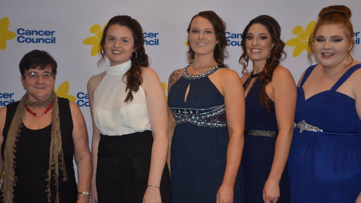 STUNNING: The Muswellbrook Relay for Life committee, Jeanette Travers, Kayla Collins, Jessica Newton, Taya Elphinstone and Kylie O’Connor.