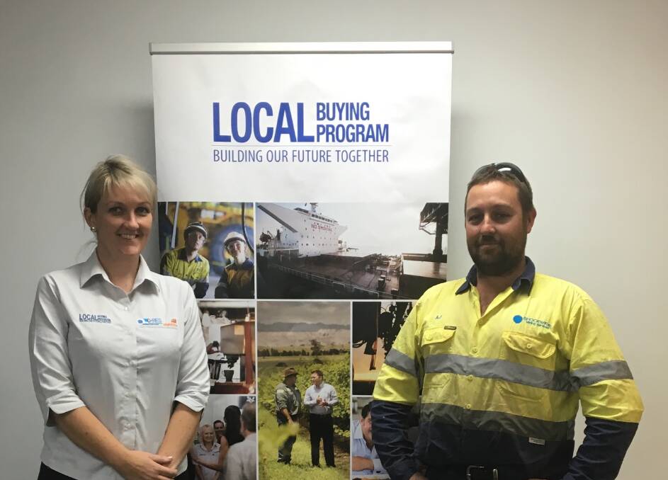 GREAT INITIATIVE: C-Res local business engagement advisor Shaelie Carroll with SHOCKWAVE Mining Services director AJ Jeske, who has secured opportunities with BHP Billiton’s Mt Arthur Coal mine through the Local Buying Program.