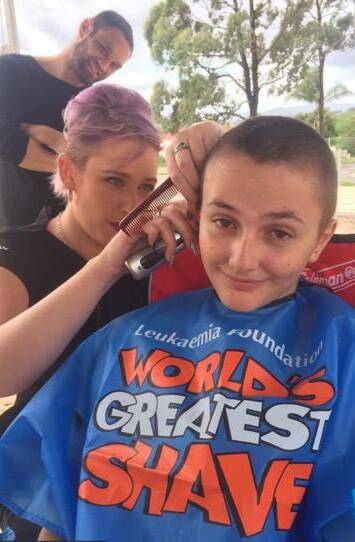 CHAMPION: Muswellbrook teen Hannah Gee participated in the World's Greatest Shave, at Highbrook Park, at the weekend.