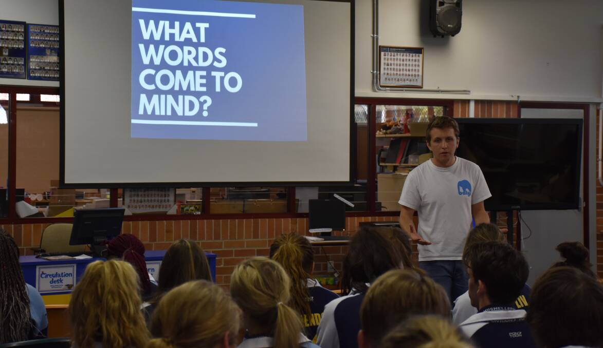 CHANGING PERSPECTIVE: batyr presenter Josh Wiseman asked the students, before and after the presentation, what words they thought of when someone mentioned mental health.