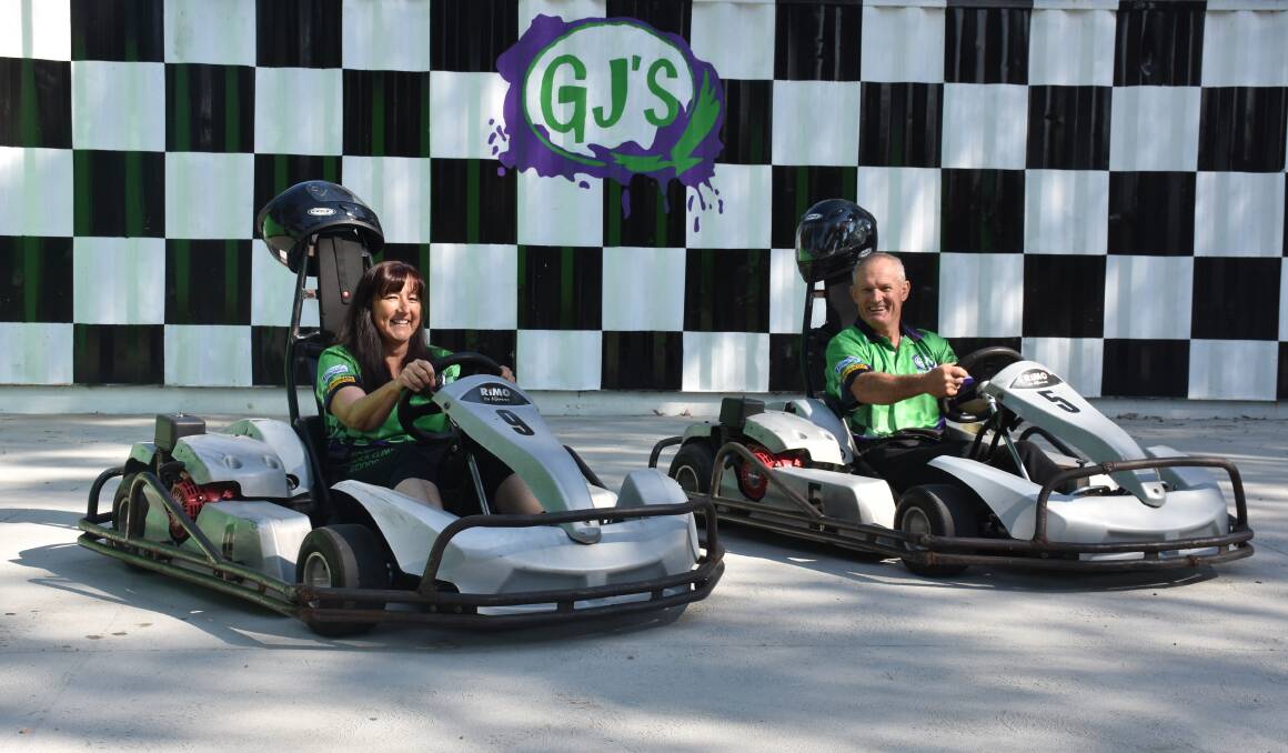 START YOUR ENGINES: Julie and Ged Elphinstone are excited about the official opening of their Go Kart track on Sunday, from 9.30am.
