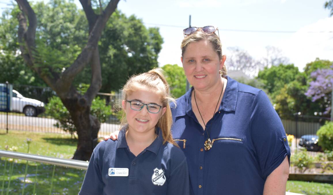 SCHOOL SPIRIT: Muswellbrook Public School Year 6 student and SRC member Bayley Lanyon with teacher Cindy Hugo.
