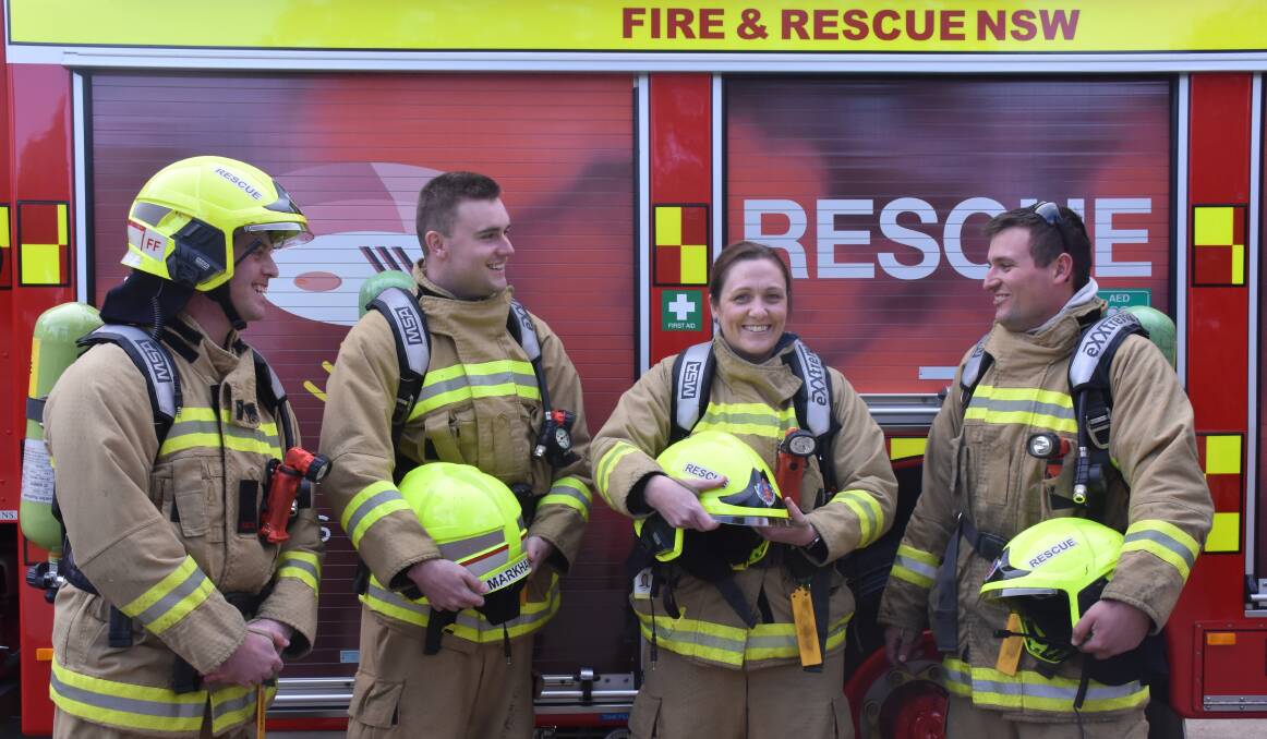 CLIMBING FOR A CURE: Muswellbrook firefighters Luke Simpson, James Markham, Lisa Morgan and Josh Melia are training for the athletic event later this year.
