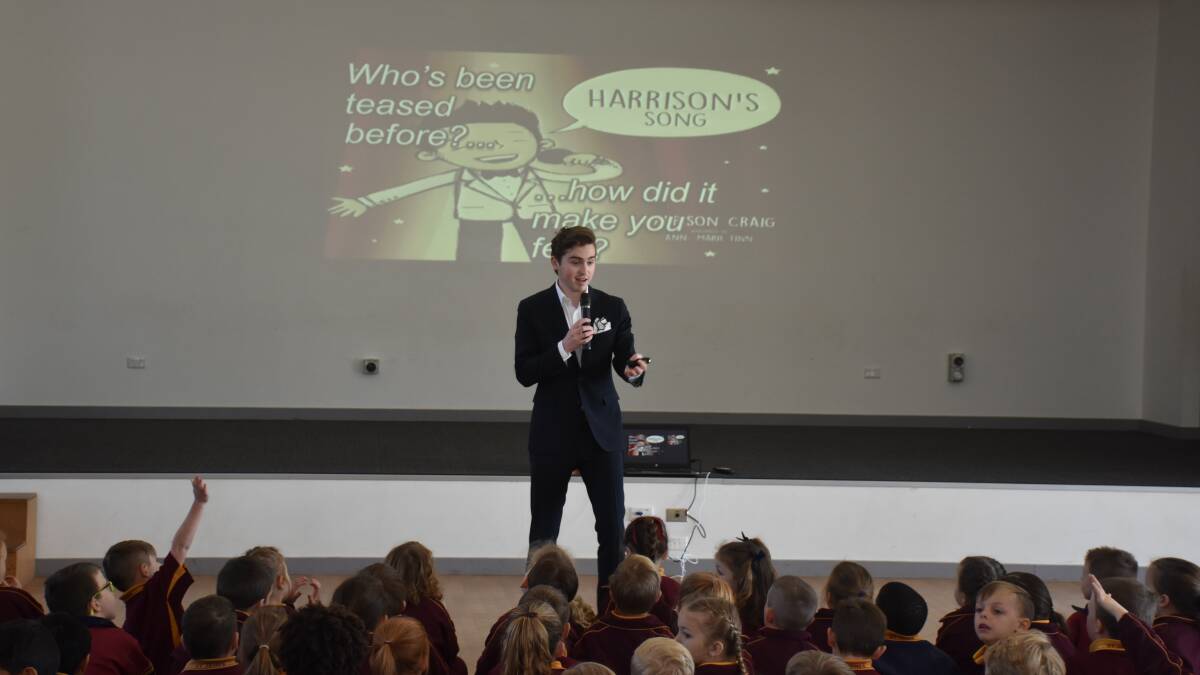 Harrison Craig shared his book, Harrison's Song, with children at St James' Primary School on Wednesday.