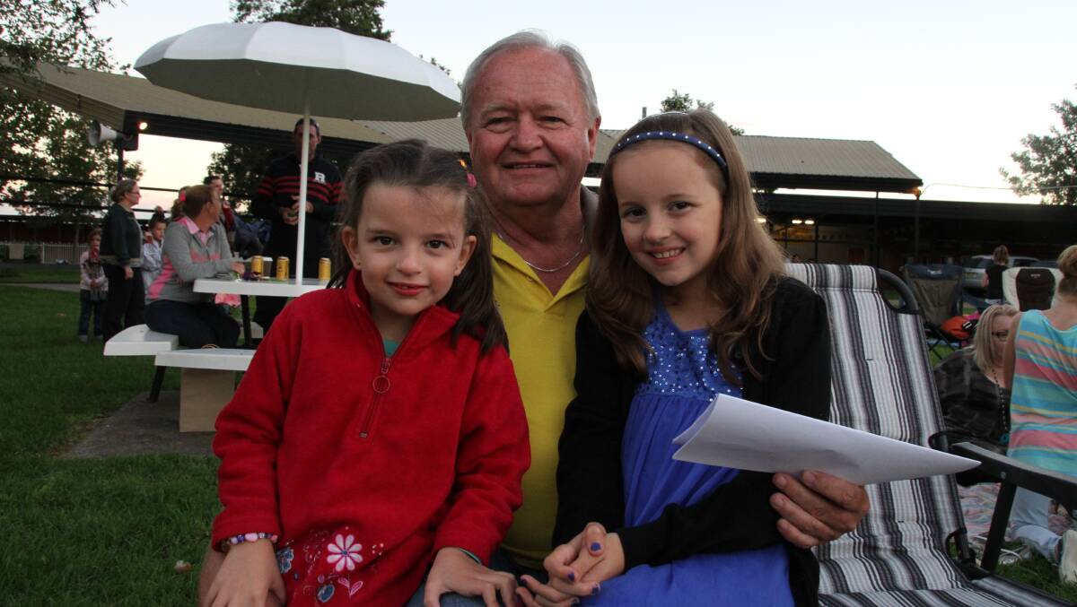 EXCITED: Muswellbrook Shire deputy mayor and festival spokesperson, Malcolm Ogg was joined by his granddaughters Caitlin, 6, and Brodie Rowe, 9, for a night out on Sunday.
