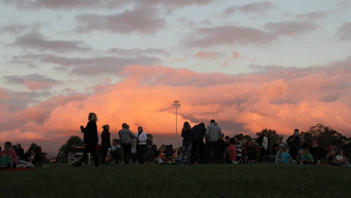 The sun setting over Highbrook Park on the second night of the Blue Heeler Film Festival.