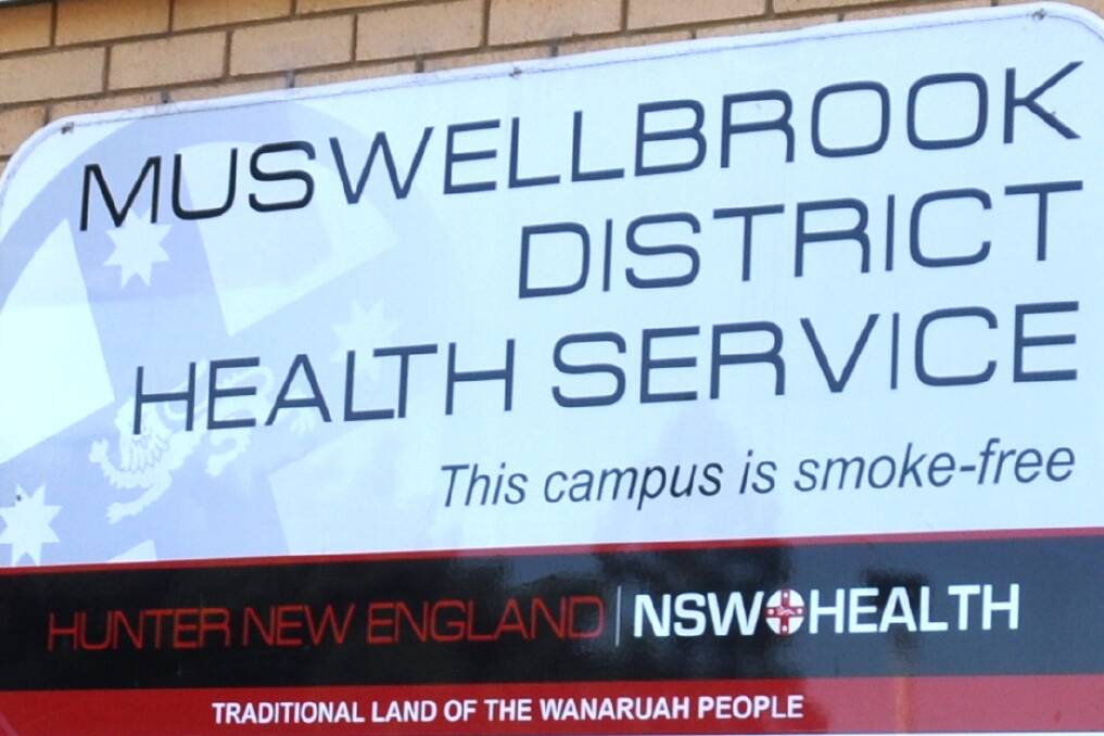 Sign at the front entrance to Muswellbrook District Hospital.