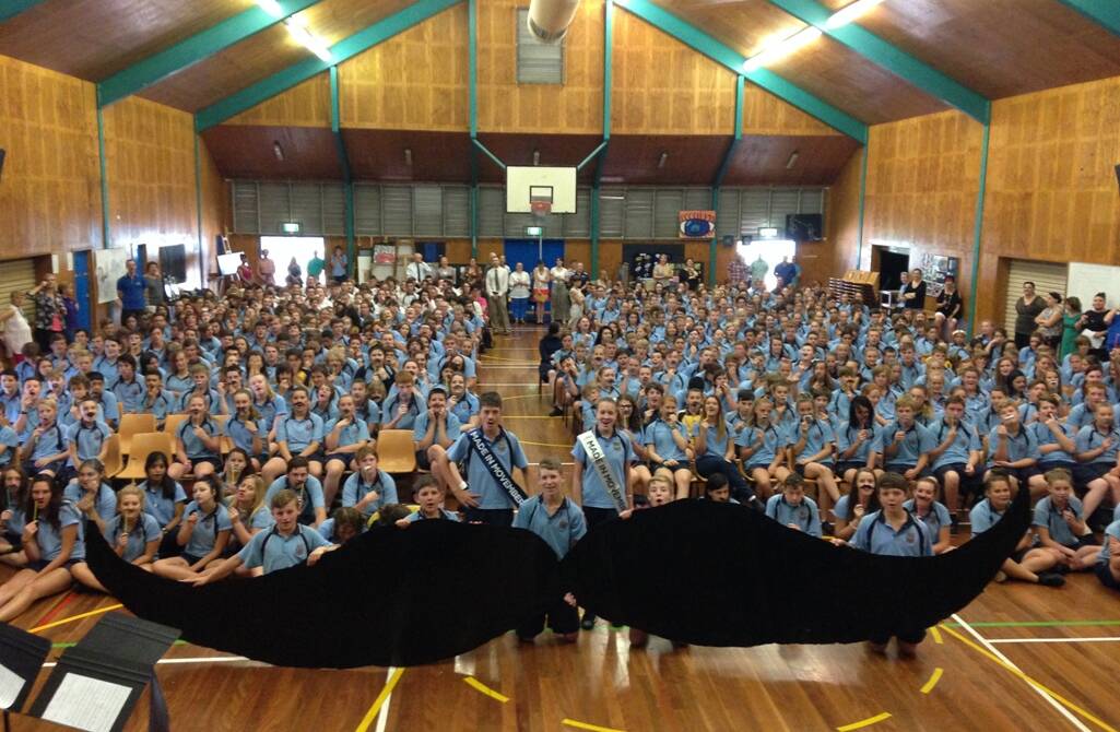 Muswellbrook High School students with their 20m moustache for 'Movember' definitely grabbed the attention.