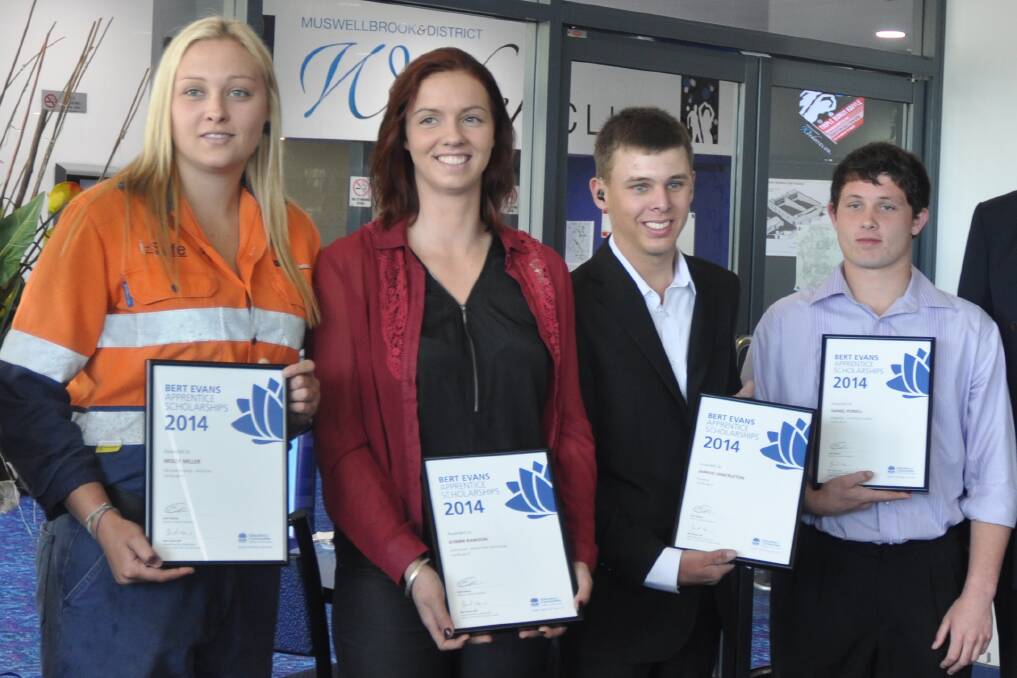 2014 Bert Evans Apprentice Scholarship winners: Molly Miller, Gyarn Rawson, Jarrod Shackleton and Daniel Powell.