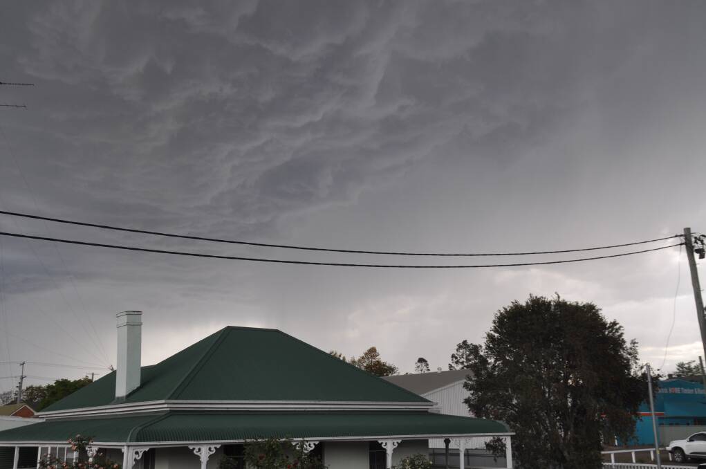 WILD WEATHER: The view from the offices of The Muswellbrook Chronicle just as Thursday afternoon’s thunderstorms began.