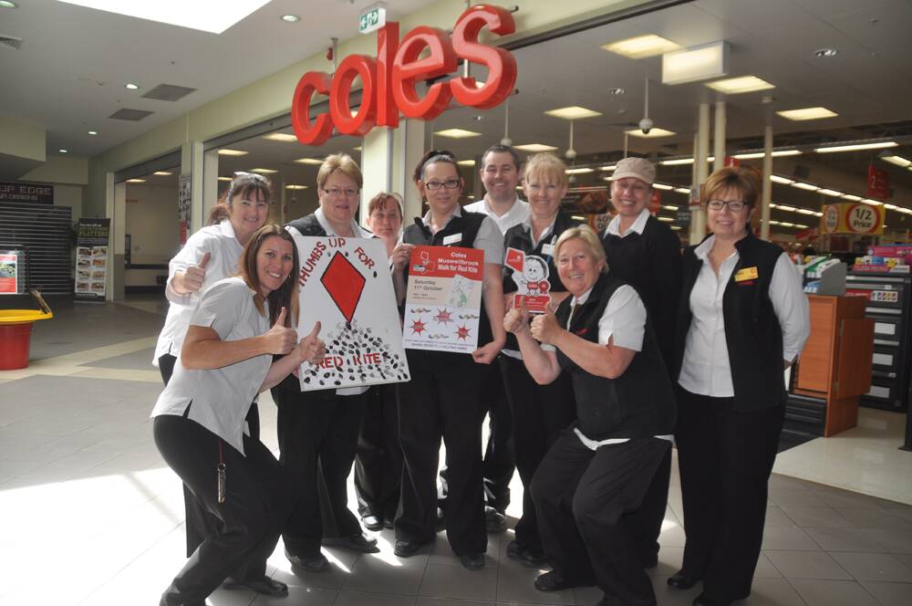 GOOD SPIRIT:  Coles Muswellbrook staff members sure know how to raise money.  The team was listed in Coles Top 20 fundraising stores nationally for its efforts to support Redkite (l-r) Carrie Edwards, Leanne Pemberton, Linda Stubbs, Kerrie Woodeson, Andrew Sales, Jenny Page, Suzana Sexton, Jenny Kentwell, (in front) Belinda Milton and Dot Duggan.
