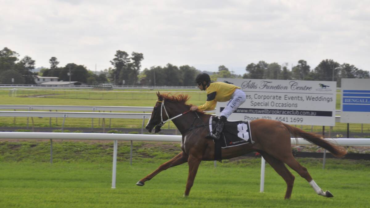 WINNING DOUBLE: Apprentice jockey Serg Lisnyy captured the first two races at Skellatar Park, Muswellbrook, last Sunday.
