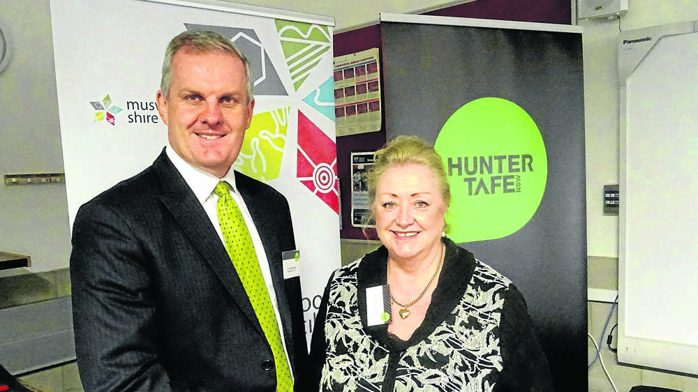 EDUCATIONAL PARTNERSHIP: Muswellbrook Shire Council general manager Steve McDonald and Hunter TAFE CEO Christine Warrington.