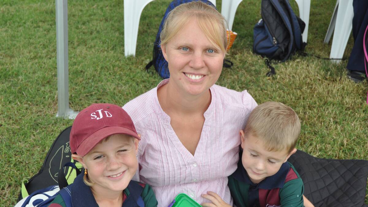 SHOW TIME: Natarlee Meyer with her children Mason, 9, and Landon, 5, at the Upper Hunter Show at Muswellbrook Showground.