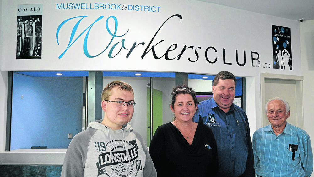 THANK YOU: Endeavour client Kyle Penberton, Endeavour regional coordinator Sally Pereira, Muswellbrook and District Workers Club general manager Scott Bailey and president Les Gleeson.