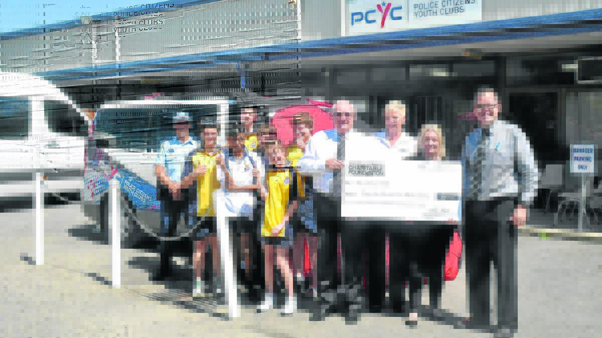 THANKS: Senior Sergent Hunter Zone youth commander Ed Beazley, Muswellbrook High School students Liam Field, Hunter Orth, Cayden Paine, Gabrielle Barlow, Simeon Ross, Chloe Dobson, Charitable Foundation chairman Michael Slater, Newcastle Permanent Muswellbrook’s community lending manager Kerry Dunn, Muswellbrook PCYC’s De-anne Douglas and Muswellbrook branch 
manager Tarrack Dow.