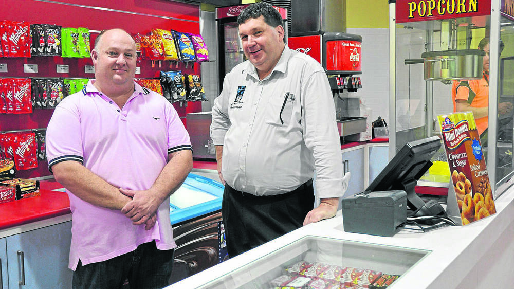 CINEMA OPEN FOR BUSINESS: Muswellbrook businessman Micheal Rinkin and Muswellbrook and District Workers Club manager Scott Bailey are excited about the opening of the cinema on Boxing Day.