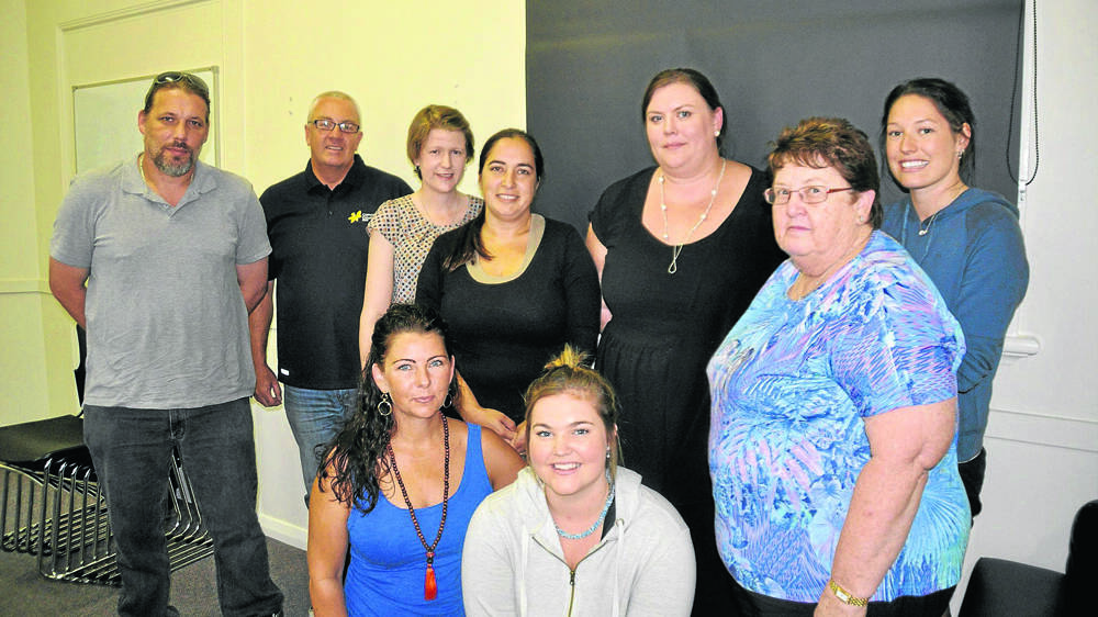 GREAT TEAM: Back, from left, Corey Schubert, Cancer Council community relations coordinator for Upper Hunter Glen Parsons, Kirby Gardner, Kasey Preston, Lisa Harpley, Sandee Dowell, chairperson Taya Elphinstone and, front from left, Cindy Milton and Taylah King. 
Absent: Daryl and Kerrie Wooderson, Dayarne Smith and Stacey Haul.