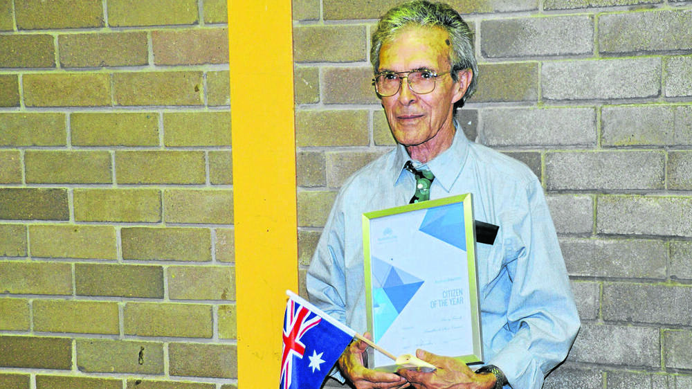 ASTOUNDED: Muswellbrook’s Citizen of the Year Barry French at Monday’s Australia Day ceremony.