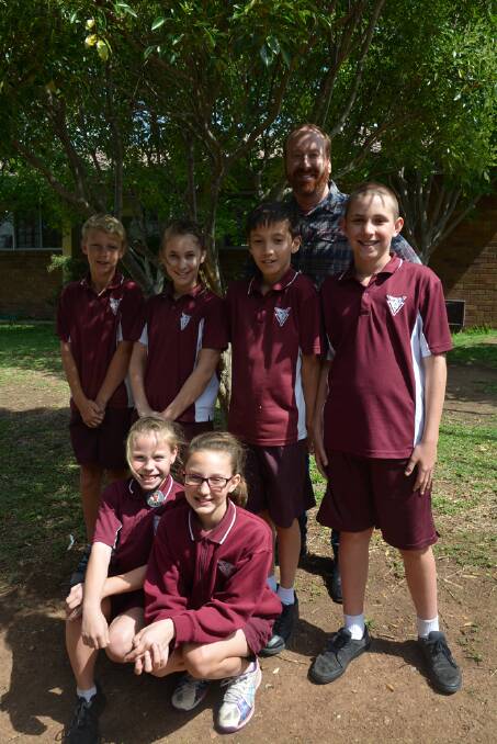 LEADERS: Muswellbrook Shire Council mayor Martin Rush with MSPS Year 5 students (back, from left) Kobi Anderson, Ainsleigh Dunbar, Brenden Parish, Baily Smith, (front, from left) Emily Chapman and Nicole Benge.