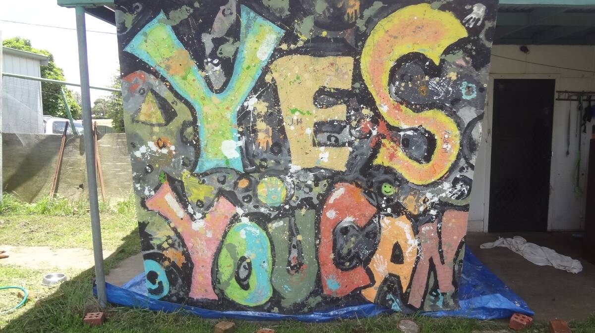 SUCCESS: The Yes You Can mural completed by Andrew Davis with assistance from Muswellbrook High School art students, and local artist Leanne Ward.