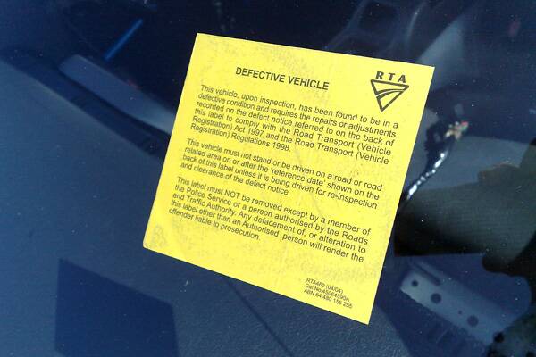 A vehicle defect notice.