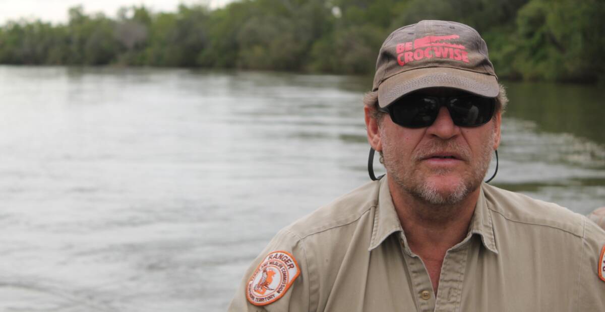 CROCWISE: Ranger Chris Heydon's hat is a timely reminder to be safe in and around Top End waterways. 
