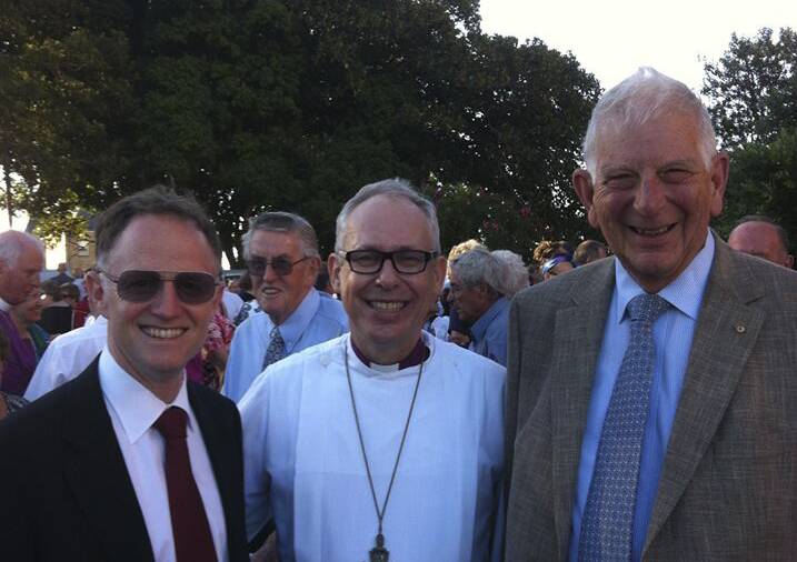 OLD BOYS CLUB: High Court Justice Stephen Gageler, Right Reverend Greg Thompson and  former Muswellbrook Shire mayor John Colvin at Christ Church Cathedral last Sunday.