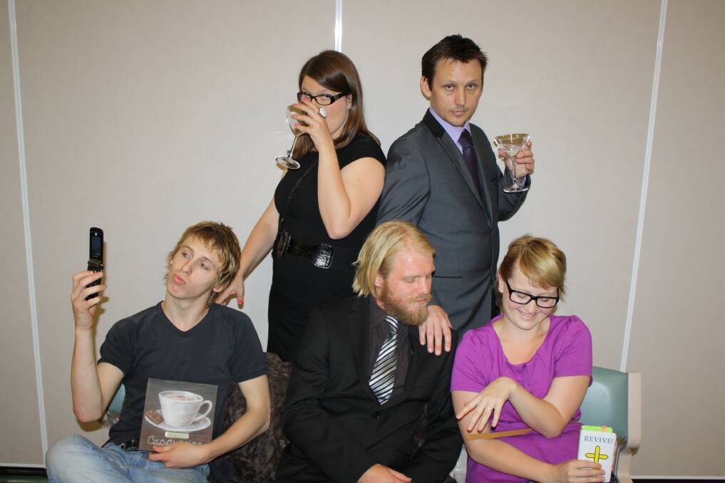 OCTOBER: ON STAGE:The cast of The Narcissist, back from left, Alex Skailes (Bronwyn) and Luke Cross (Xavier); and front from left, Nathan Siudek (Satchel), Tim Lamacraft (Jesse) and Lisa Googe (Y'Landah).