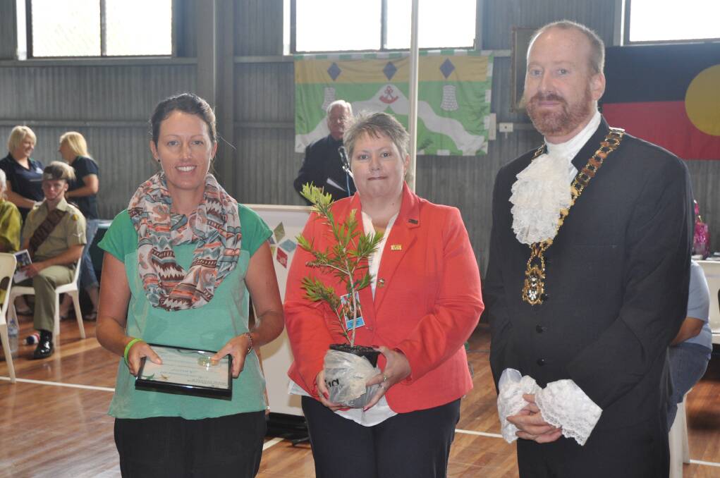 GREEN THUMBS: Denman Community Garden was awarded the Environment Award which was accepted by president Renee Smith and presented by Cr Janelle Risby and Muswellbrook Shire mayor Martin Rush.