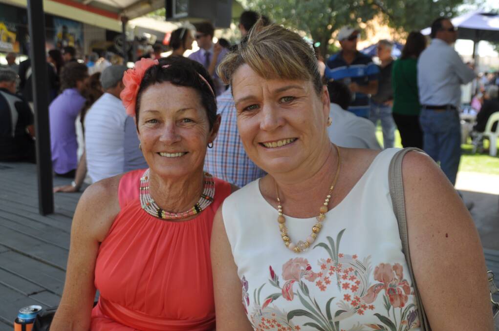  KEEPING UP APPEARANCES: Muswellbrook’s Narelle Keevers and Christine Hofman at Skellatar Park on Tuesday. 