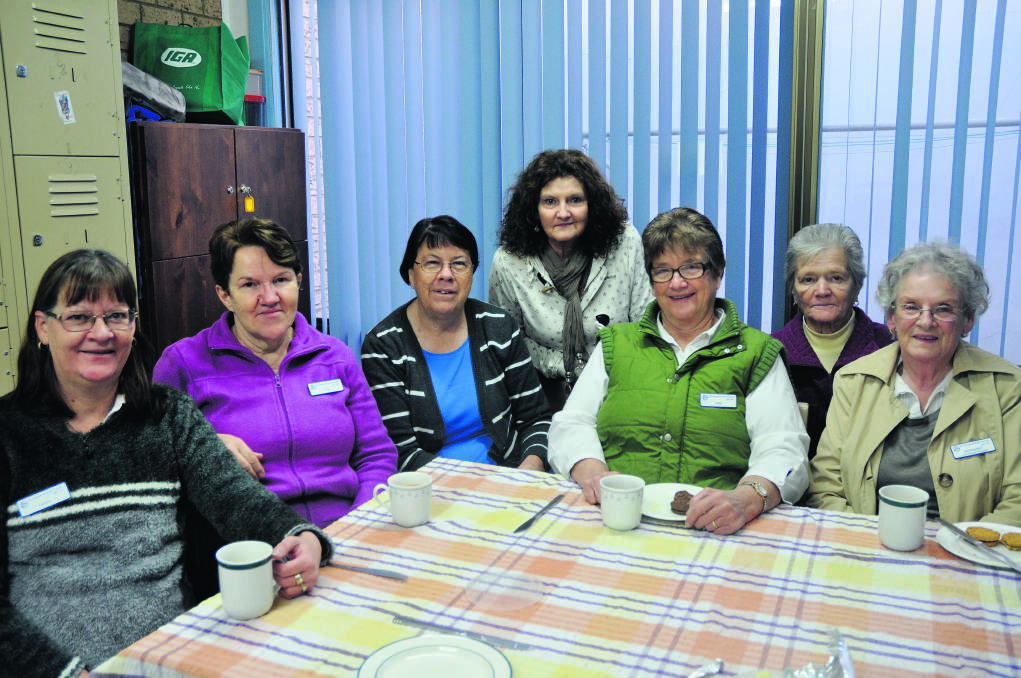 FRIENDSHIP: Vinnies volunteers not only help the community, but form great friendships. Pictured at Muswellbrook Vinnies this week are Carol George, Lyn Paton, Carol O’Brien, Pam Ferris, Margaret Smith, (back) Ngaire Robertson and Marcia Hunt.