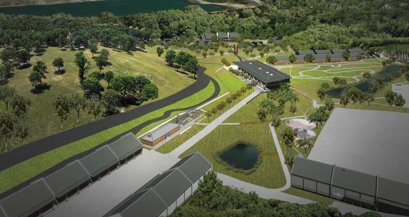 DESIGN: A 2019 artist's impression of the proposed BlackRock Motor Park centre of operations.