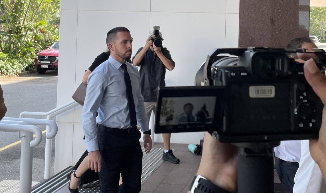 Zachary Rolfe arrives at the Darwin Supreme Court on Thursday morning. Picture: Sarah Matthews