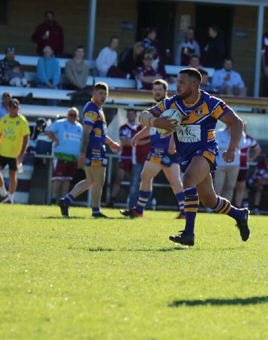 RAMS: Adam Grew in action for the Muswellbrook Rams first grade side. Photo: Muswellbrook Rams RLFC