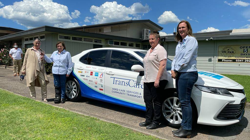 DONATION: (L to R) Penelope Fenley, Genelle Scott, Helen Schlegel and Fiona Hartin next to 'Jessie', the new addition to TransCare's fleet of vehicles. Picture: Mathew Perry