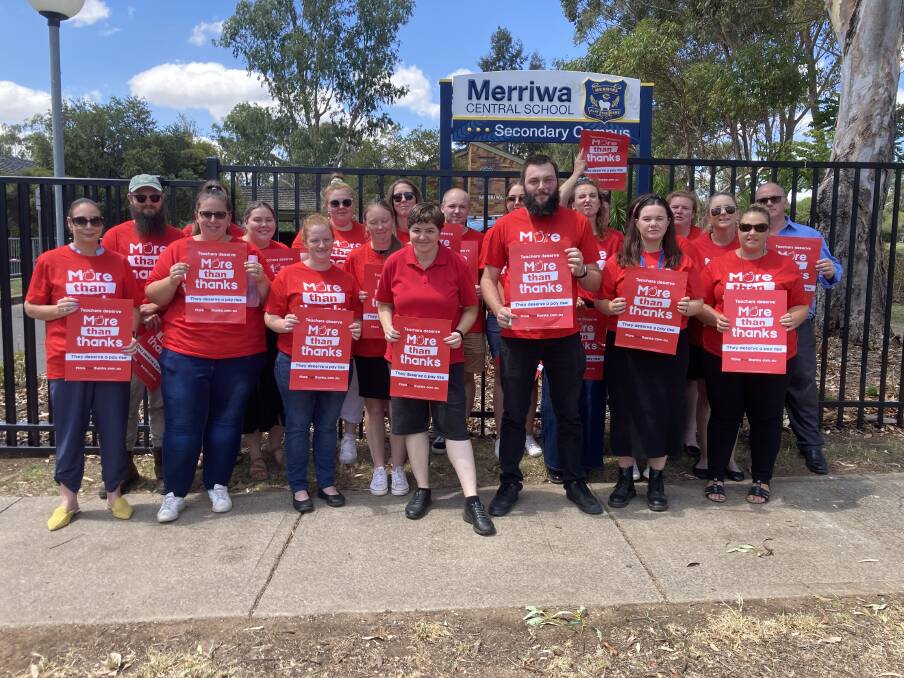 Teachers at Merriwa Central School take action during their lunchbreak. Picture supplied