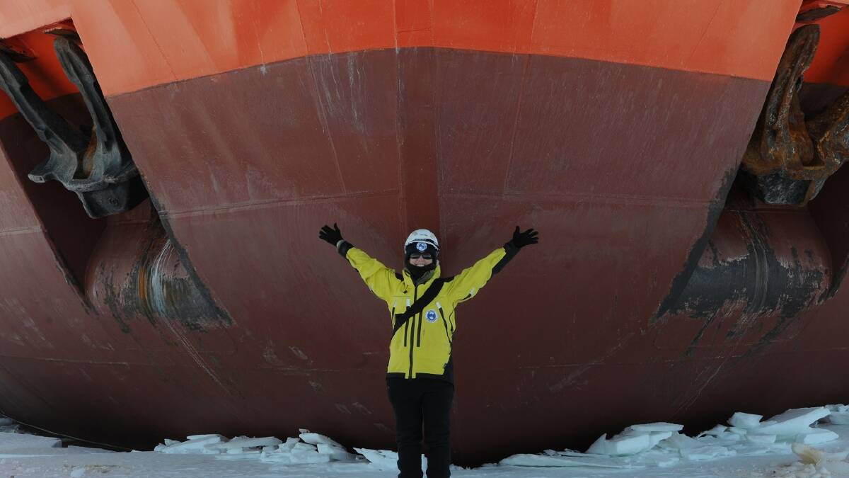 BOW FIGUREHEAD: Sarah Laverick's self-portrait during a recent Antarctic journey.