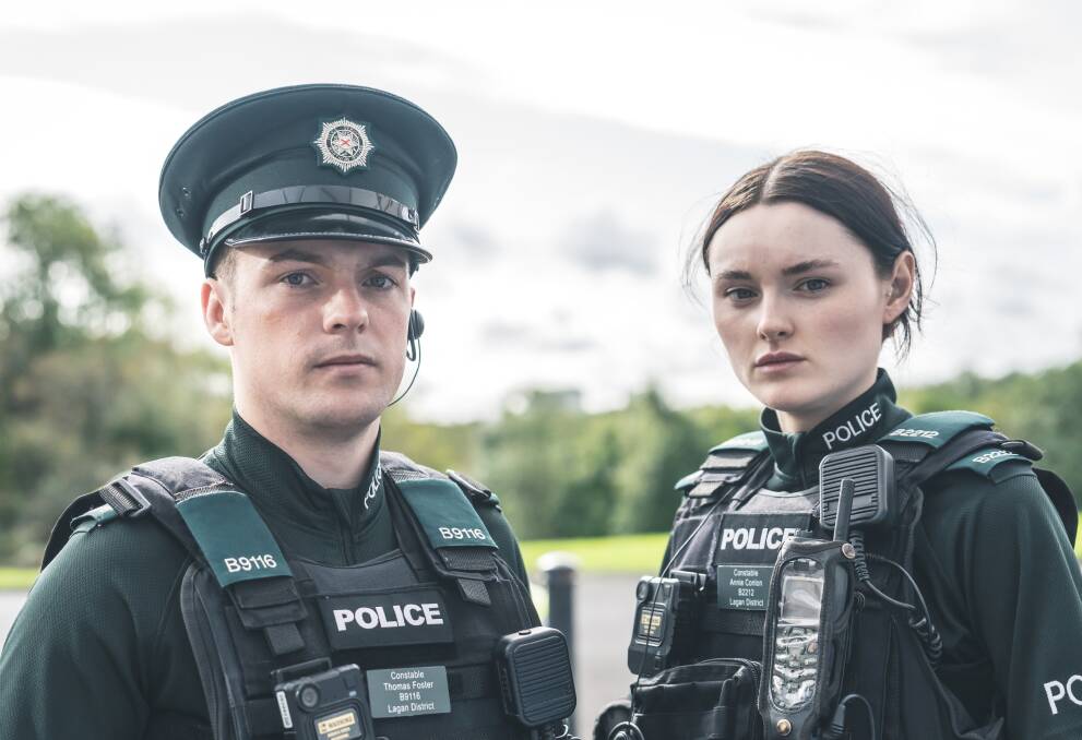 Nathan Braniff and Katherine Devlin as constables Tommy Foster and Annie Conlon in the Irish crime series Blue Lights.