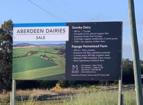 For sale sign appeared in September 2020 for many of the properties owned by Australian Pacific Coal adjacent to their Dartbrook underground mine near Aberdeen.