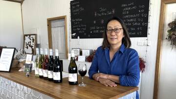 Atsuko Radcliffe in her cellar door at Small Forest Wines Denman in the Upper Hunter.