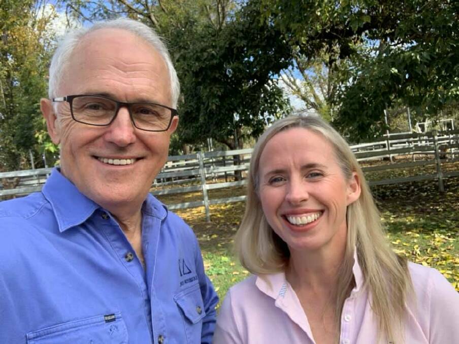 Malcolm Turnbull with Kirsty OConnell during her campaign as an Independent for the seat of Upper Hunter in 2021.Picture supplied