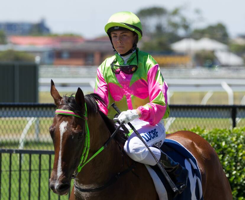INSIDE RUNNING: Jockey Mikayla Weir, pictured after a victory at Newcastle, scored a winning double at Scone on Monday with The Regular Show and Early Hours. Picture: Max Mason-Hubers