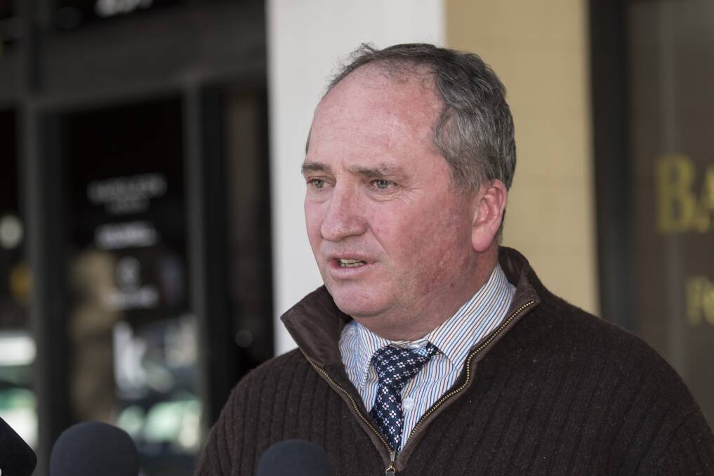 MORE SUPPORT SOUGHT: Barnaby Joyce at a media doorstop interview he called this afternoon. Photo: Gareth Gardner 300718PHC020